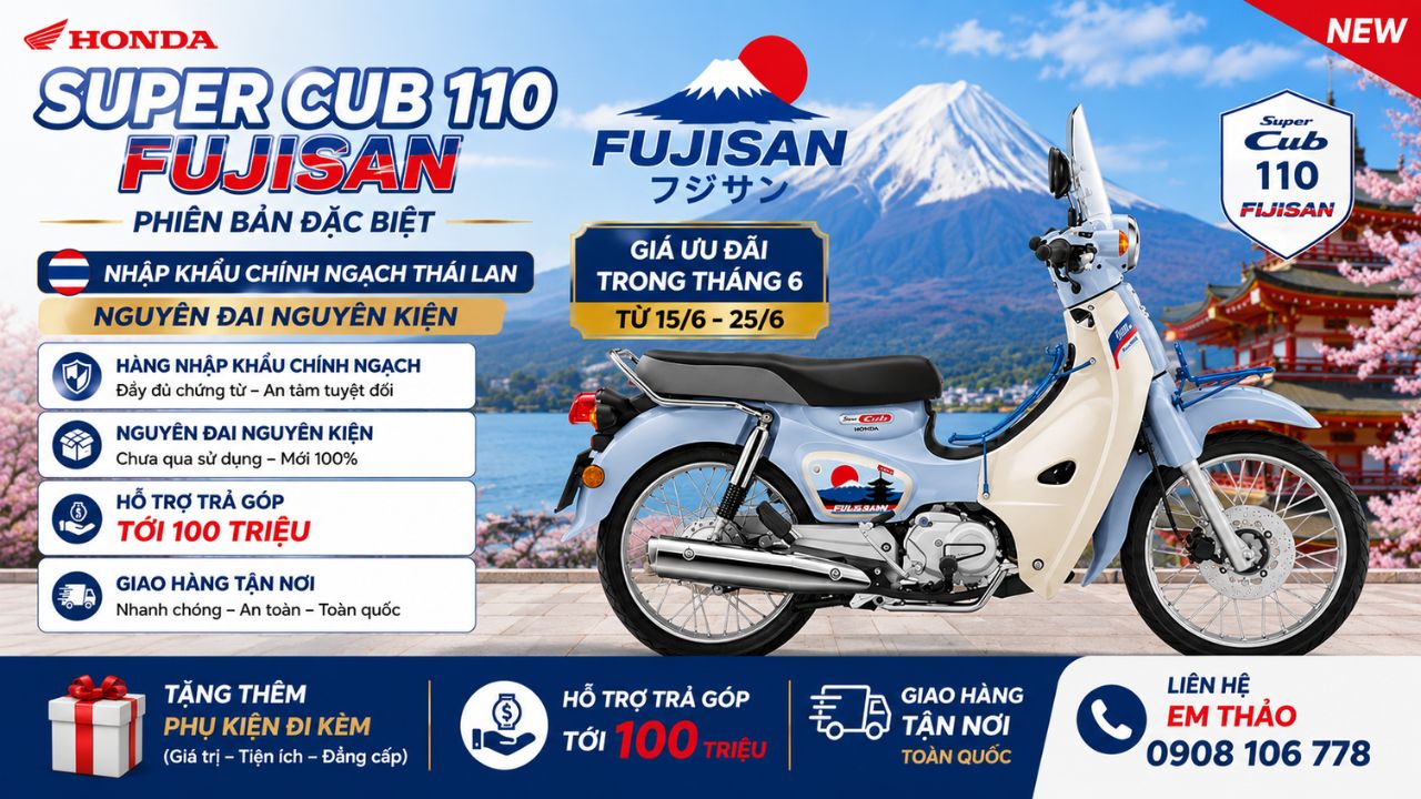 Honda Super Cub 110 Fujisan – Phiên bản giới hạn mang linh hồn núi Phú Sĩ, biểu tượng sưu tầm đẳng cấp dành cho người yêu xe Nhật 2 Honda Super Cub 110 Fujisan