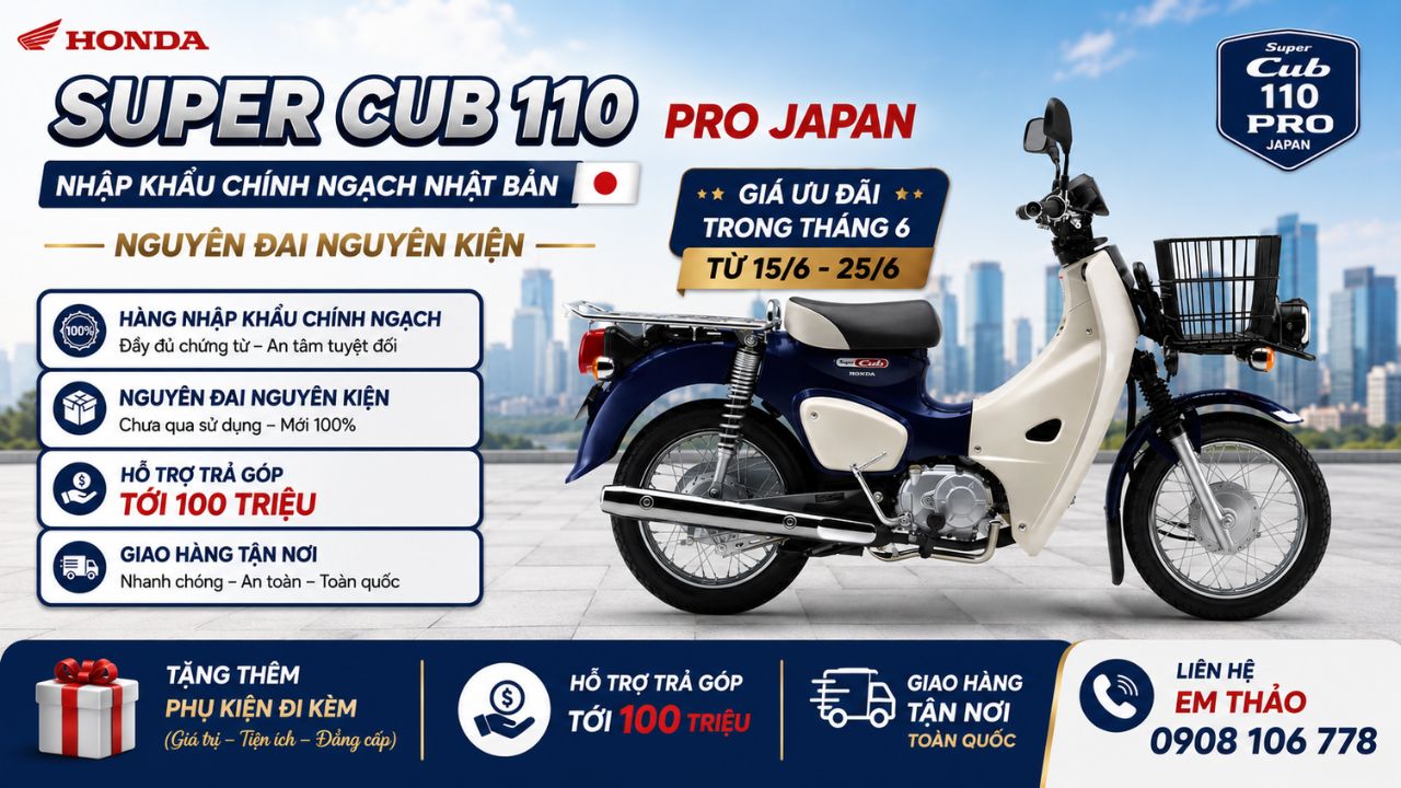Honda Super Cub 110 Pro Japan 2026 – Mẫu Cub Chở Hàng Huyền Thoại Nhập Khẩu Nhật Bản Chính Ngạch 2 Honda Super Cub 110 Pro Japan