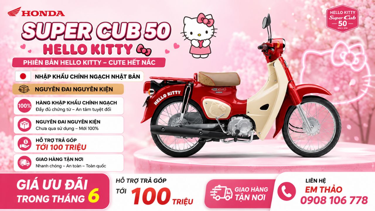 Honda Super Cub 50 Hello Kitty – Phiên bản giới hạn cực hiếm đậm chất Nhật Bản đã có mặt tại Mua Bán Xe 247 2 Honda Super Cub 50 Hello Kitty – Phiên bản giới hạn