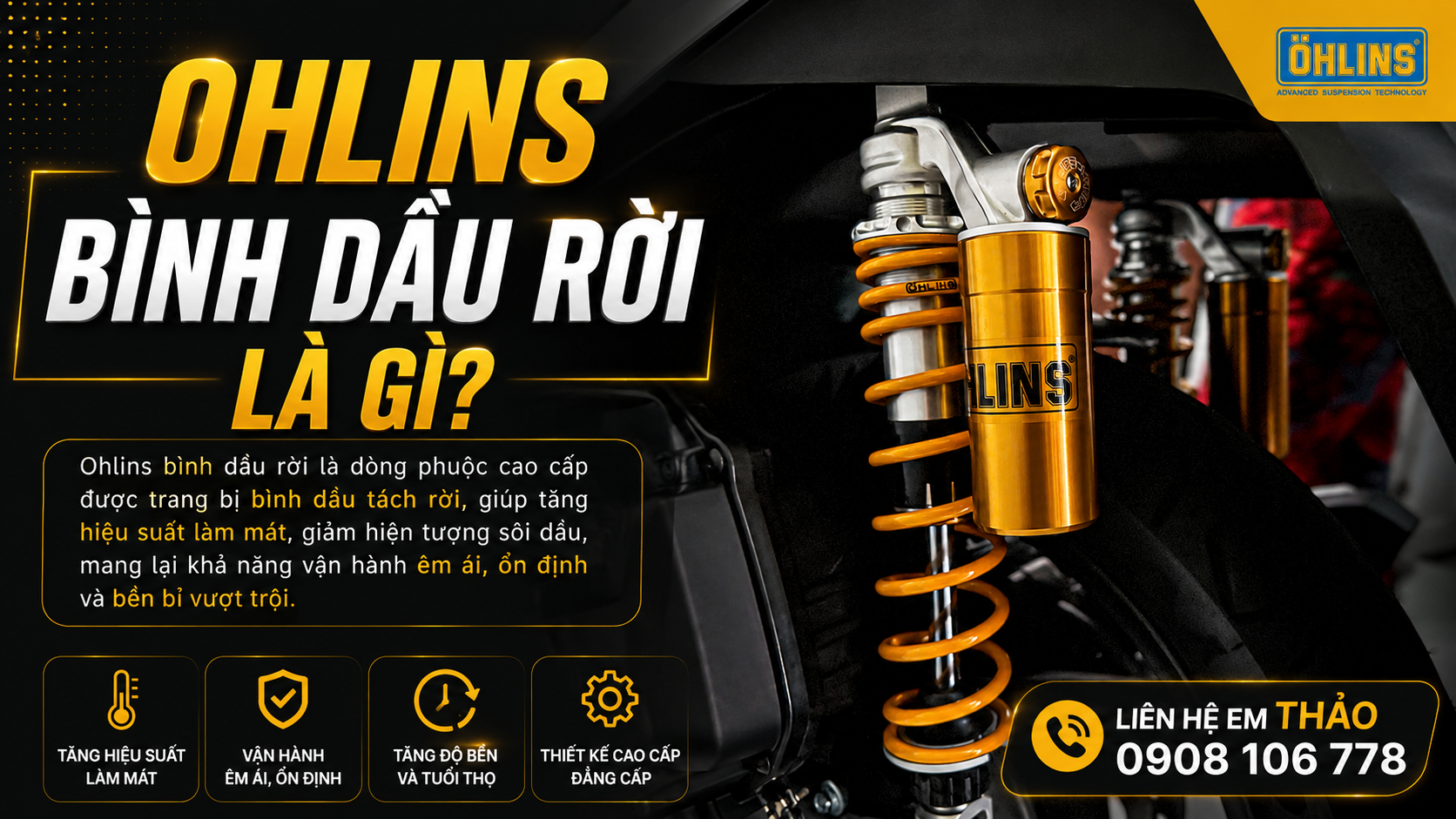 Ohlins bình dầu rời là gì?